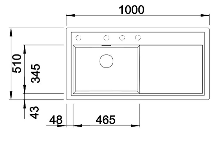 Схема встраивания 1 для мойки Blanco ZENAR XL 6 белый чаша слева клапан-автомат InFino 523978