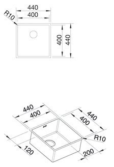 Схема встраивания для мойки Blanco Claron 400-IF/N нержавеющая сталь полированная клапан-автомат InFino 521572