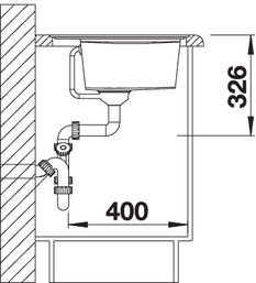 Схема встраивания 2 для мойки Blanco ZENAR XL 6S-F антрацит чаша слева 523909