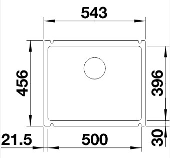 Схема встраивания 1 для мойки Blanco SUBLINE 500-U базальт клапан-автомат InFino 523739