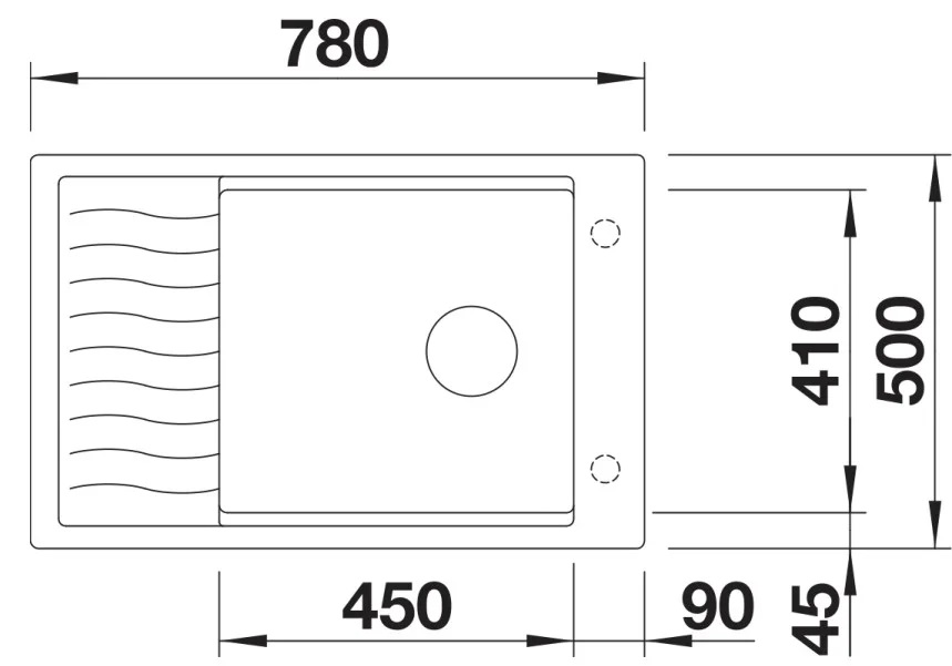 Схема встраивания 1 для мойки Blanco Elon XL 6S мягкий белый клапан-автомат InFino 527070