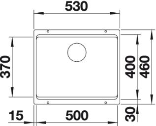 Схема встраивания 1 для мойки Blanco Etagon 500-U SILGRANIT PuraDur белый клапан-автомат InFino 522231