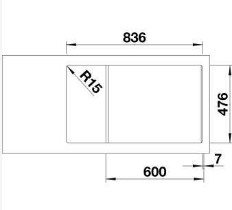 Схема встраивания 2 для мойки Blanco Andano XL 6S-IF Compact нержавеющая сталь полированная клапан-автомат InFino 523001
