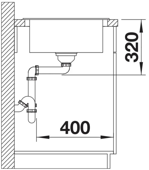 Схема встраивания 3 для мойки Blanco Elon XL 6S мягкий белый клапан-автомат InFino 527070