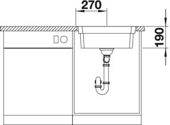 Схема встраивания 2 для мойки Blanco Etagon 500-IF/A нержавеющая сталь полированная клапан-автомат InFino 521748