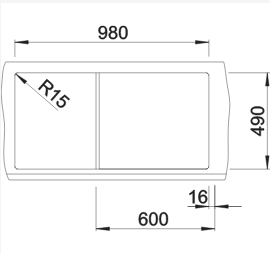 Схема встраивания 2 для мойки Blanco ZENAR XL 6 S антрацит чаша справа клапан-автомат InFino 523964