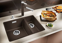 Мойка Blanco SUBLINE 340/160-F черный клапан-автомат InFino 525984