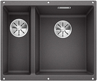 Мойка Blanco SUBLINE 340/160-U SILGRANIT темная скала клапан-автомат InFino 523559