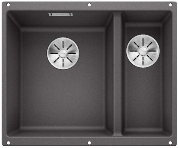 Мойка Blanco SUBLINE 340/160-U SILGRANIT темная скала клапан-автомат InFino 523549