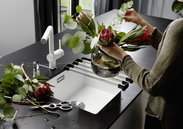 Мойка BLANCO SUBLINE 500-U Silgranit мягкий белый клапан-автомат InFino 527170