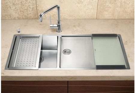 Мойка Blanco Claron 400/550-T-IF/N чаша слева нержавеющая сталь полированная клапан-автомат InFino 521599