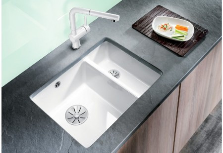 Мойка Blanco SUBLINE 350/150-U керамика отводная арматура InFino® глянцевая магнолия клапан-автомат InFino 523742