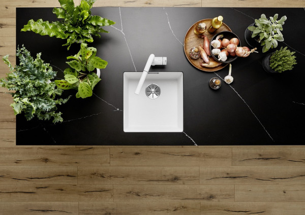 Мойка Blanco SUBLINE 400-U Silgranit мягкий белый клапан-автомат InFino 527166