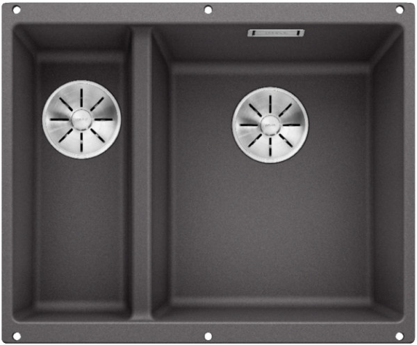 Мойка Blanco SUBLINE 340/160-U SILGRANIT темная скала клапан-автомат InFino 523559