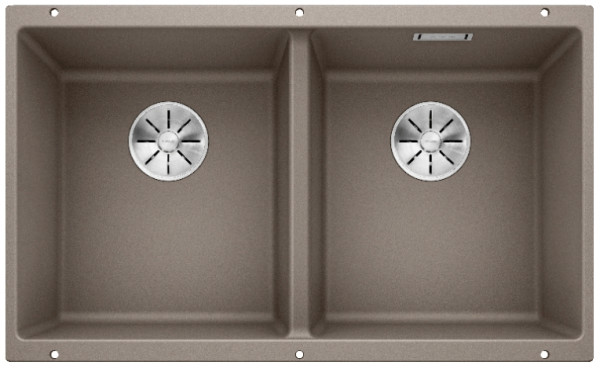 Мойка Blanco SUBLINE 350/350-U SILGRANIT серый бежевый клапан-автомат InFino 523581